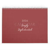 Minimalist Modern Elegant 2026 Calendar Kalender (Hoes)