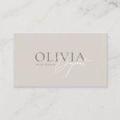 Minimalist Modern Elegant Beige Neutral Visitekaartje (Voorkant)