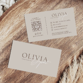 Minimalist Modern Elegant Beige Neutral Visitekaartje