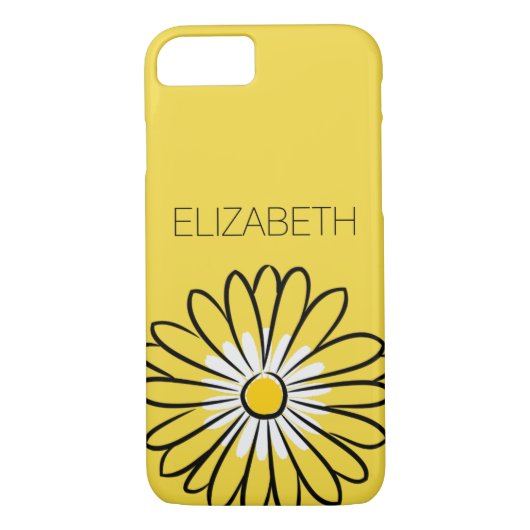 Minimalist Modern Elegant Daisy flower and text Case-Mate iPhone Case (Achterkant)