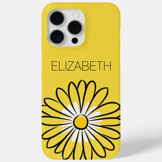 Minimalist Modern Elegant Daisy flower and text Case-Mate iPhone Case (Achterkant)