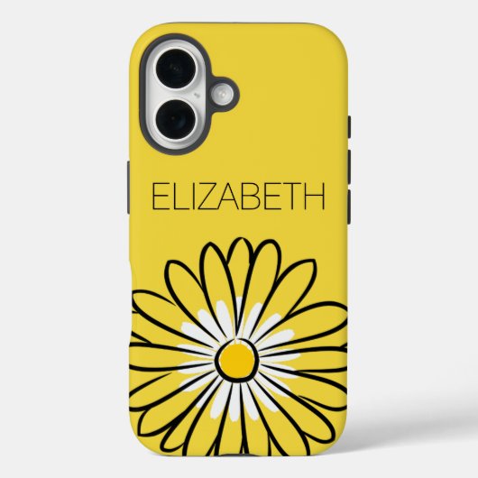 Minimalist Modern Elegant Daisy flower and text Case-Mate iPhone Case (Achterkant)