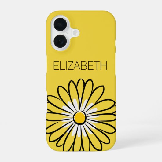 Minimalist Modern Elegant Daisy flower and text iPhone 16 Hoesje (Achterkant)