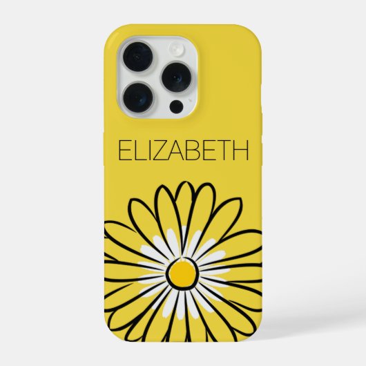 Minimalist Modern Elegant Daisy flower and text iPhone Hoesje (Achterkant)