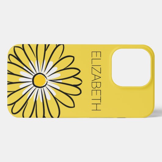 Minimalist Modern Elegant Daisy flower and text iPhone Hoesje (Achterkant horizontaal)
