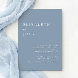 Minimalist Modern Elegant Dusty Blue Wedding  Kaart