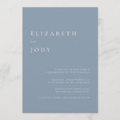 Minimalist Modern Elegant Dusty Blue Wedding Kaart (Voorkant)