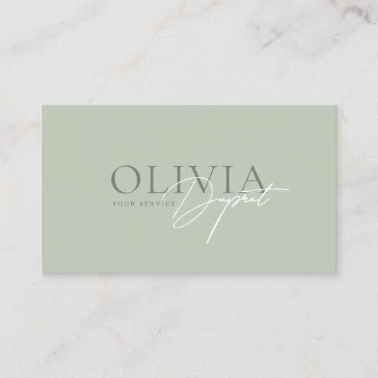 Minimalist Modern Elegant Pastel Green Visitekaartje (Voorkant)