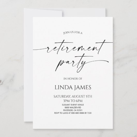 Minimalist Modern Elegant Retirement Party Kaart (Voorkant)