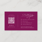 Minimalist Modern Elegant Vibrant Berry Red Visitekaartje (Achterkant)