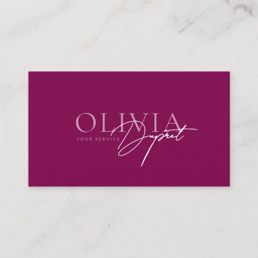 Minimalist Modern Elegant Vibrant Berry Red Visitekaartje (Voorkant)