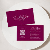 Minimalist Modern Elegant Vibrant Berry Red Visitekaartje