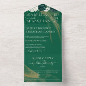 Minimalist Modern Emerald Green Rose All In One All In One Uitnodiging (Binnen)