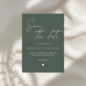 Minimalist Modern Forest Green Save the Date Kaart