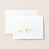 Minimalist Modern Golden Leaf RSVP Foil Card Folie Kaarten (Voorkant met envelop)