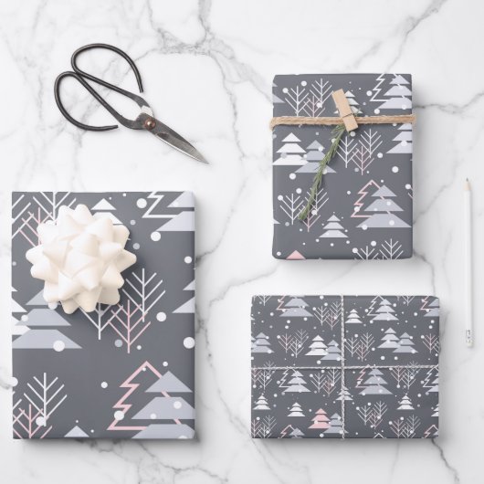Minimalist Modern Grey Festive Cute Inpakpapier Vel (Voorkant)