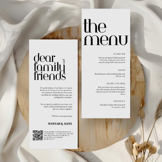 Minimalist Modern Handwriting Wedding Dinner  Menu
