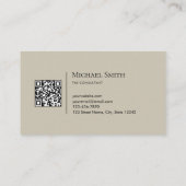 Minimalist Modern Initials QRCode Black on Beige Visitekaartje (Achterkant)