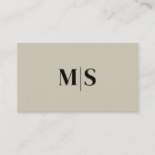 Minimalist Modern Initials QRCode Black on Beige Visitekaartje (Voorkant)