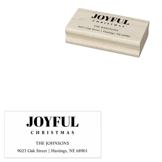 Minimalist Modern Joyful Christmas Family Address Rubberstempel (Gestempeld)