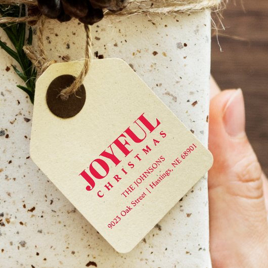 Minimalist Modern Joyful Christmas Family Address Zelfinktende Stempel