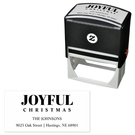 Minimalist Modern Joyful Christmas Family Address Zelfinktende Stempel (In situ)