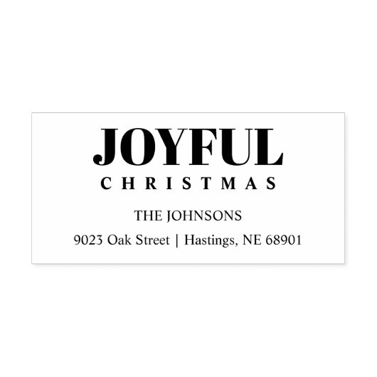 Minimalist Modern Joyful Christmas Family Address Zelfinktende Stempel (Design)