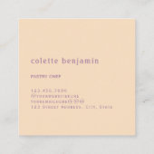 Minimalist Modern Lavender Purple & Pale Peach Vierkante Visitekaartje (Achterkant)