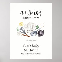Minimalist Modern Little Chef Baby shower Welkom Poster