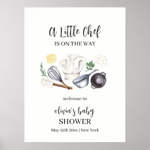 Minimalist Modern Little Chef Baby shower Welkom Poster