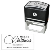 Minimalist Modern Merry Christmas Family Address Zelfinktende Stempel (In situ)