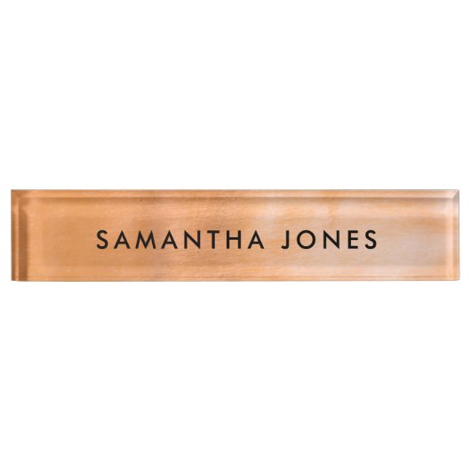 Minimalist Modern Metallic Copper Desk Nameplate Naambordje (Voorkant)