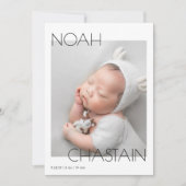 Minimalist Modern Newborn Baby Photo Collage Birth Aankondiging (Voorkant)