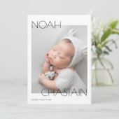 Minimalist Modern Newborn Baby Photo Collage Birth Aankondiging (Staand voorkant)