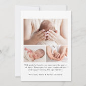 Minimalist Modern Newborn Baby Photo Collage Birth Aankondiging (Achterkant)