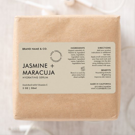 Minimalist Modern Organic Cosmetic Dropper Bottle Etiket (Insitu)