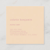 Minimalist Modern Pastel Pink & Pale Peach Vierkante Visitekaartje (Achterkant)