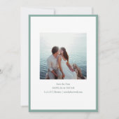 Minimalist Modern Photo Stylish Sage Green Blue Save The Date (Voorkant)
