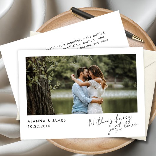 Minimalist Modern Photo Wedding Announcement Card Kaart