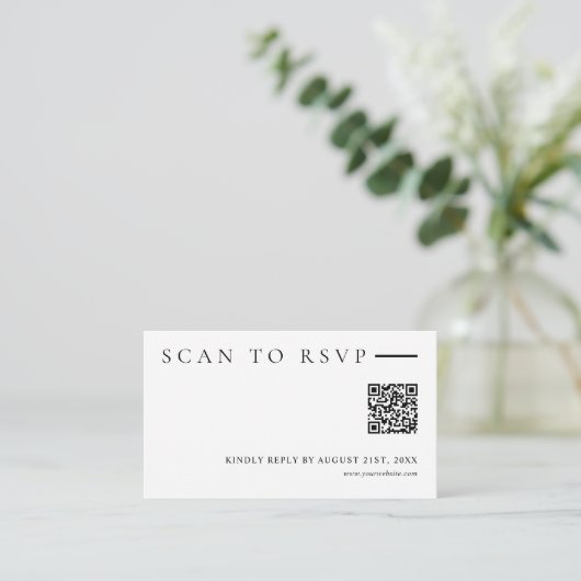 Minimalist Modern QR Code Wedding Website RSVP Informatiekaartje (Staand voorkant)