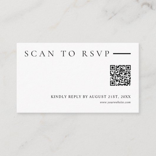 Minimalist Modern QR Code Wedding Website RSVP Informatiekaartje (Voorkant)