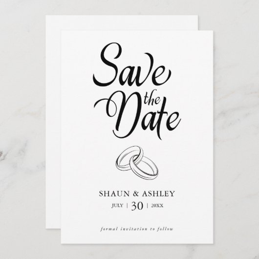 Minimalist Modern Save the Date Aankondiging Kaart (Voorkant / Achterkant)