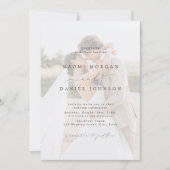 Minimalist Modern Script Elegant Photo Wedding Kaart (Voorkant)