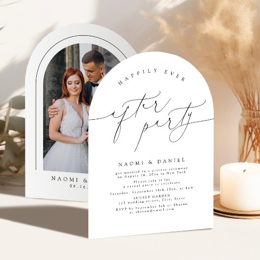 Minimalist Modern Script Happily Ever After Party  Kaart