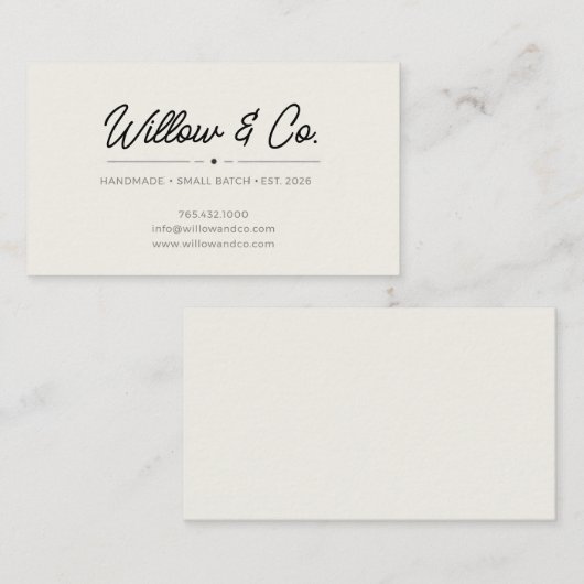 Minimalist Modern Script Small Business Card Visitekaartje (Voorkant / Achterkant)