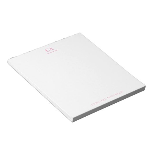 Minimalist Modern Simple Pink Monogram Personal  Notitieblok (Schuin)