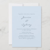 Minimalist Modern Soft Blue Script Wedding Kaart (Voorkant)