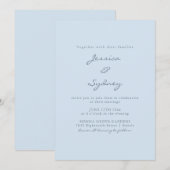 Minimalist Modern Soft Blue Script Wedding Kaart (Voorkant / Achterkant)