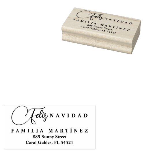 Minimalist Modern Spanish Feliz Navidad Address Rubberstempel (Gestempeld)