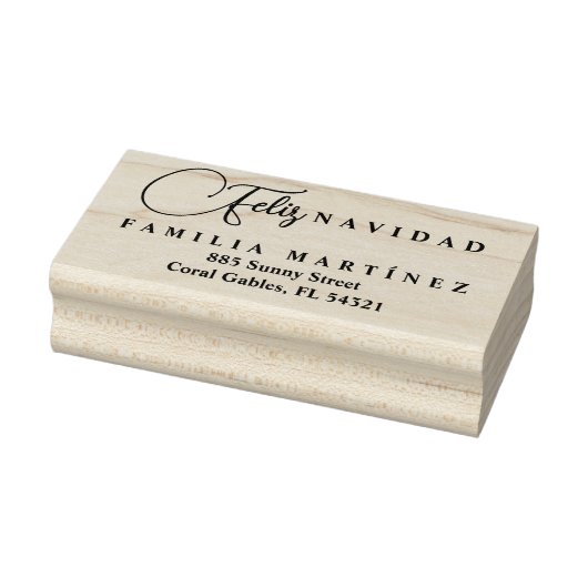 Minimalist Modern Spanish Feliz Navidad Address Rubberstempel (Stempel)
